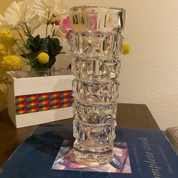 Vintage Cristal D'Arques Durand Ancenis Cubist Facet Vase Arques France 8.5" - Picture 1 of 4